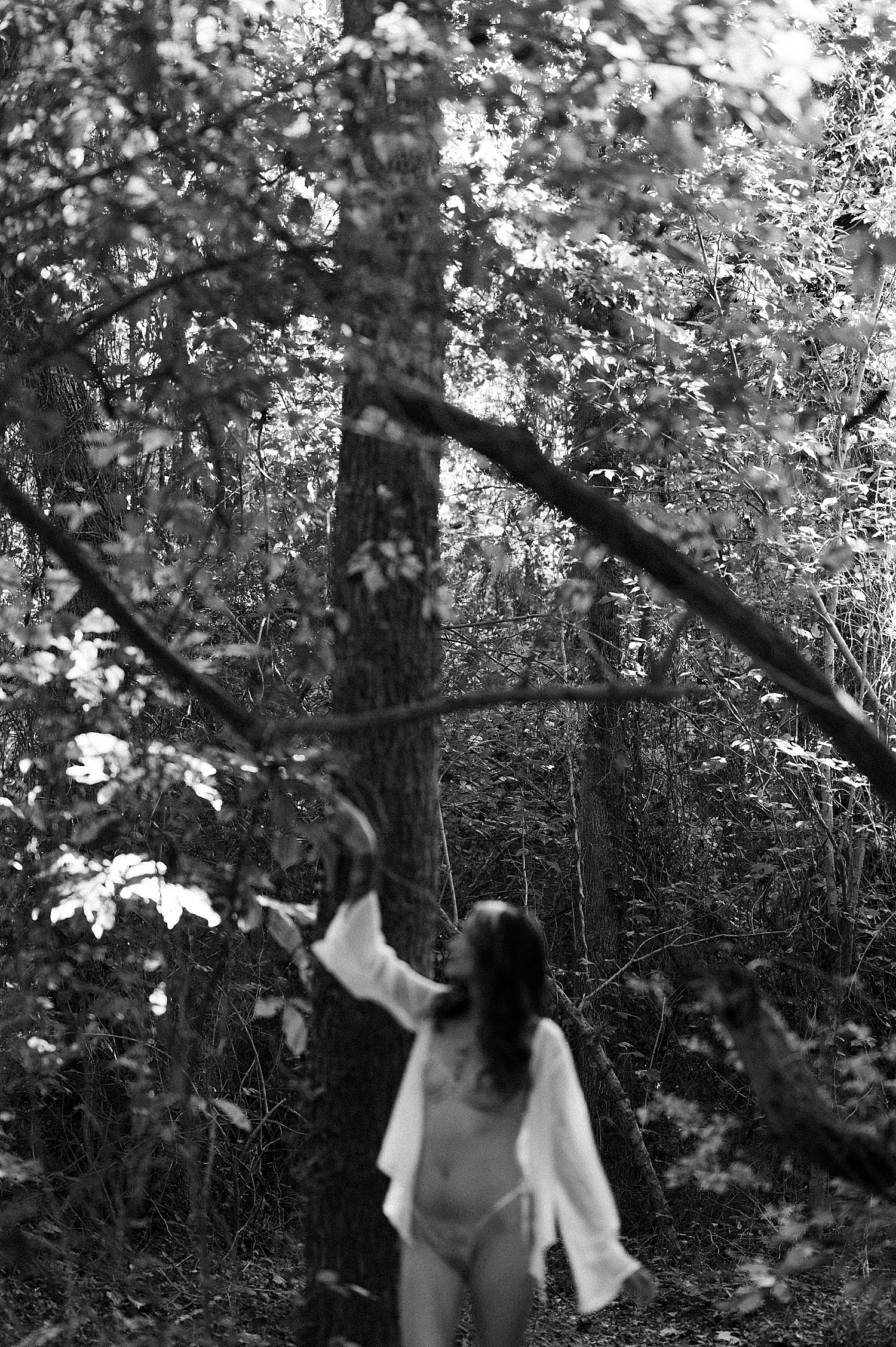 model in lingerie in the woods by Tease by Hannah Louise 