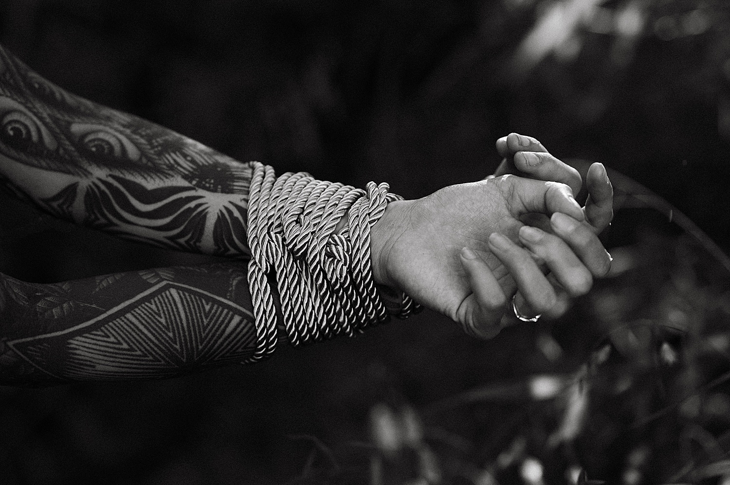 hands tied together with rope by Richmond Boudoir Photographer