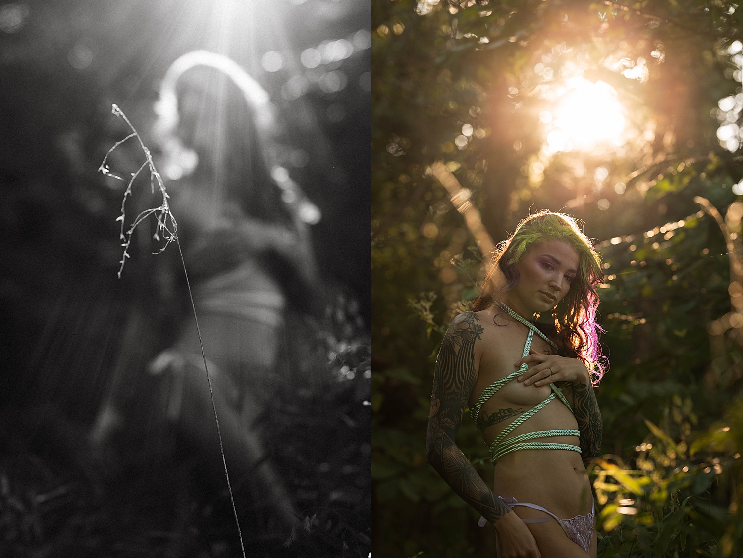 lady with colorful hair in the woods for Fairy Vibes Shoot