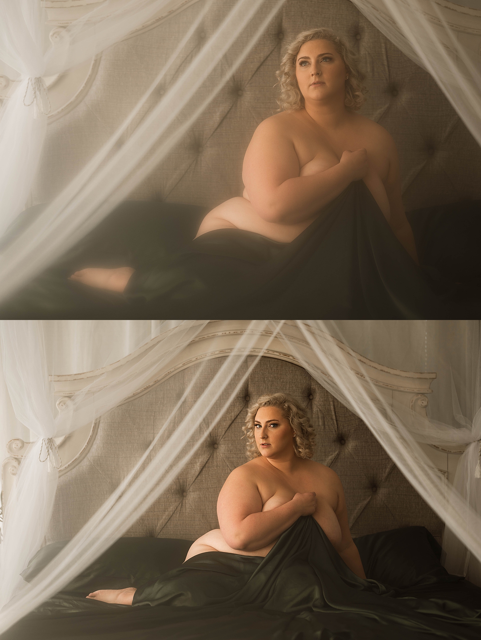 sheet covers female body for Virginia boudoir photographer